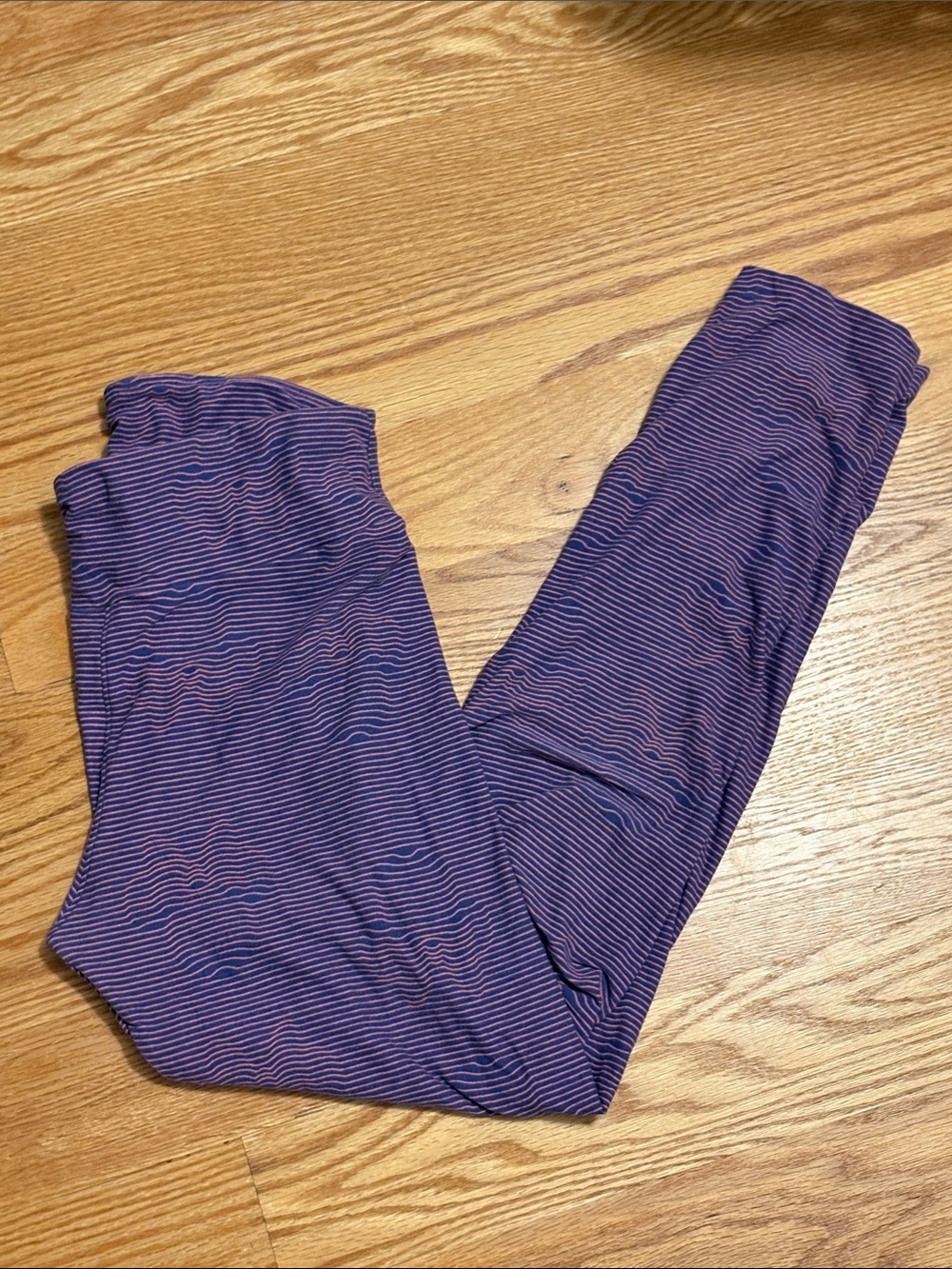 LuLaRoe Purple and Pink Striped Leggings